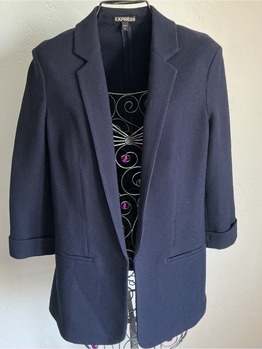 Express Open Front Navy Knit Blazer